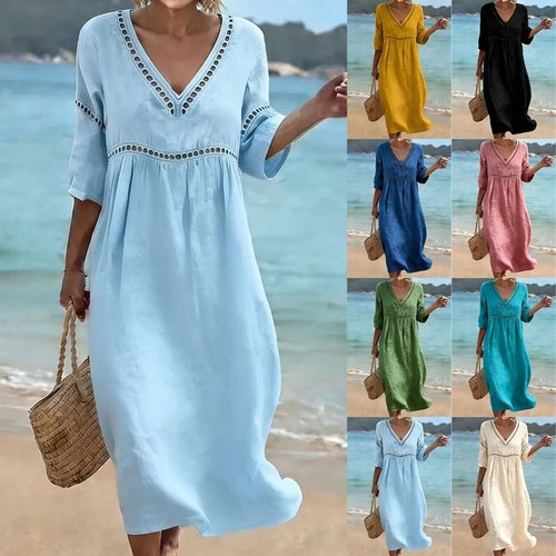 Womens neck linen cotton - uk,