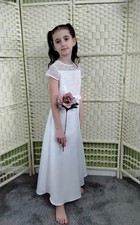 Girls Dress, White, Age 8